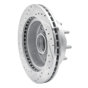 Ford E-350 Econoline Brake Rotor (1) - Front Right - R1 Concepts - Drilled & Slotted - Silver - `95-`04